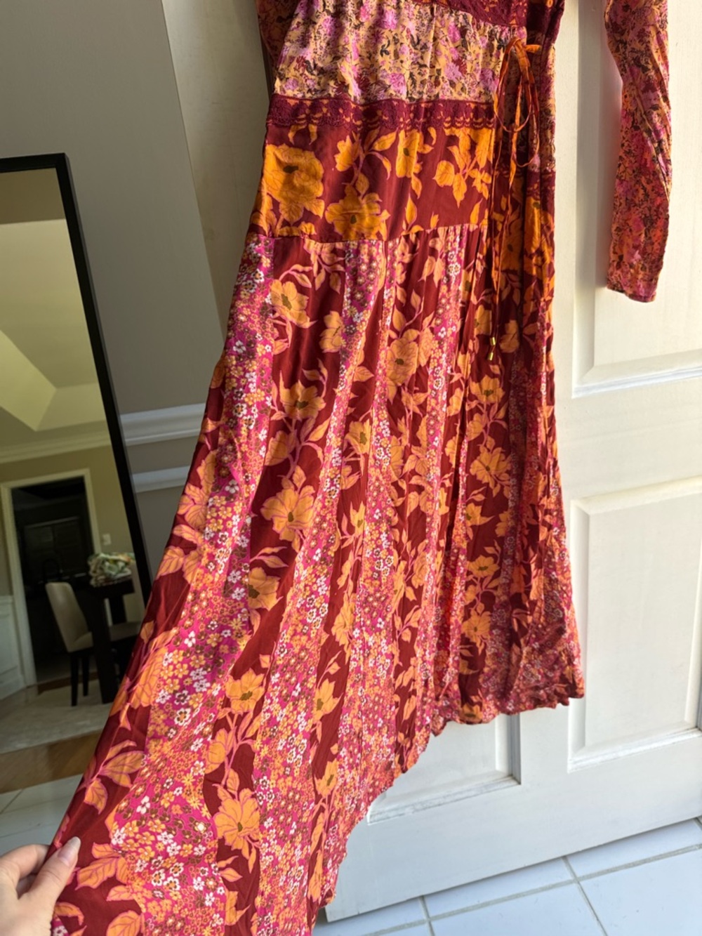 Free People Tilda Wrap Floral V-Neck Maxi Dress in Red and Pink - Picture 7 of 8